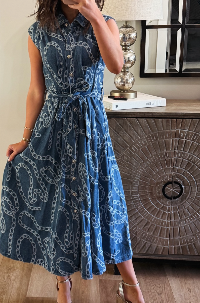 Chained in Denim Dress