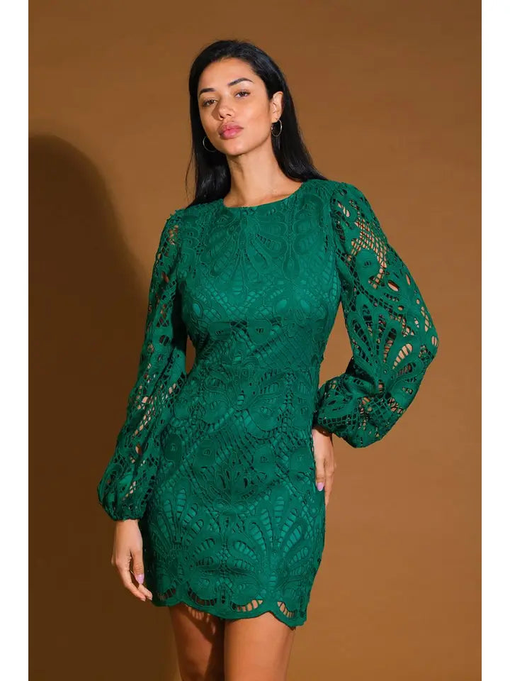 chinese dress ladies The Amery Modest Lace Dress Emerald Lace / M