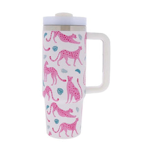 See ya, Cheetah 30 Oz. Tumbler With Straw and Handle