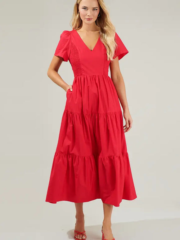 Alexis Cherry Red Poplin Dress