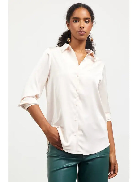 Shena Satin Top in Shell