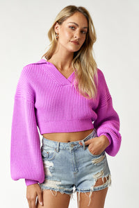 Pink Lapel Sweater