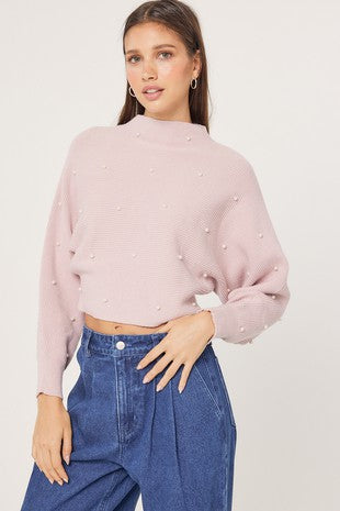 Mini Sweater in soft pink with pearl detail