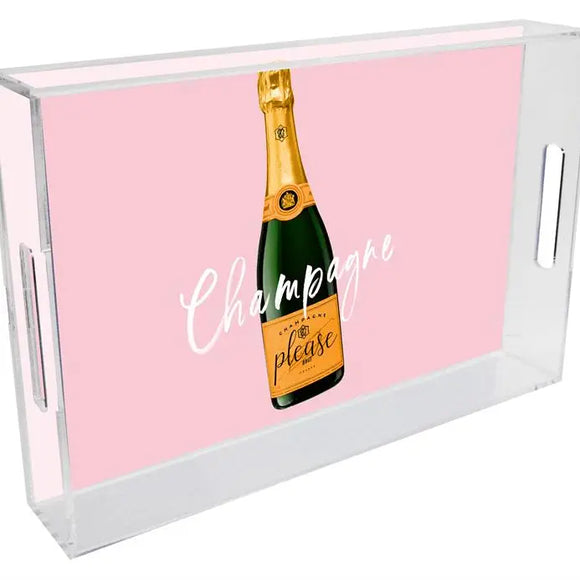 Champagne Please Brut Lucite Tray- Large