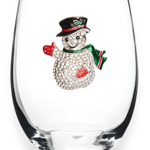 Snowman Stemless Wine Glass