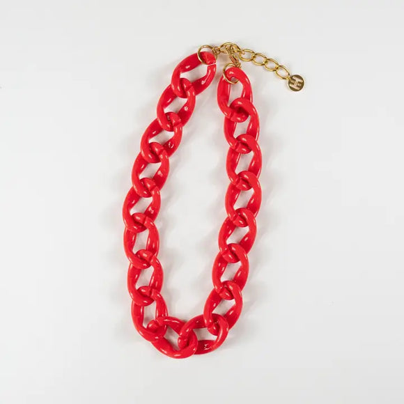 Red Resin Chain Necklace