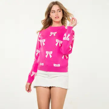 Pretty Little Bow Sweater in Pink