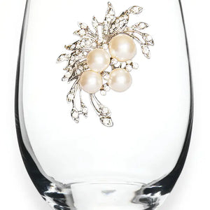 Pearl Bouquet Jeweled Wine Glass Stemless