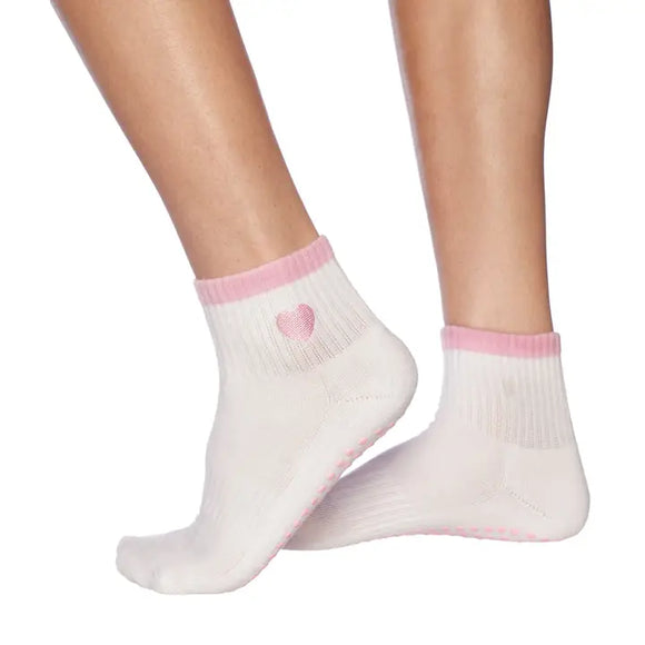 Pink Heart Grip Socks