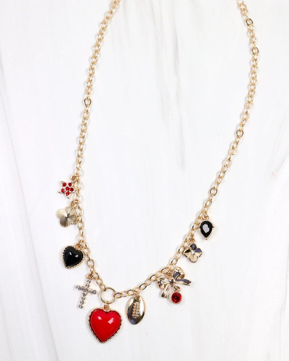 Bentley Charm Necklace Red Black