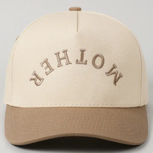 Mother Upside Down Hat- Beige Lettering