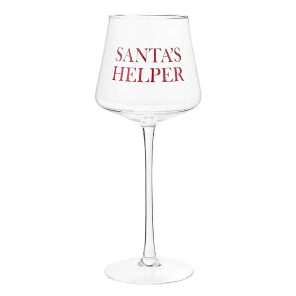 Santa's Helper Wine Glass