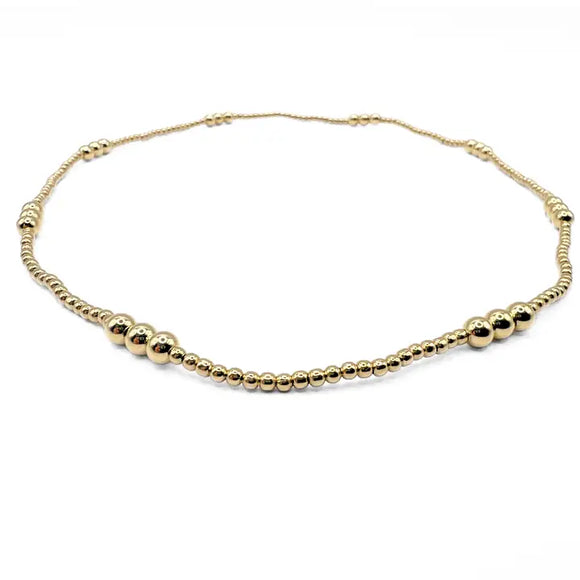 2mm+4mm Beaded 14k Gold Filled Waterproof Necklace