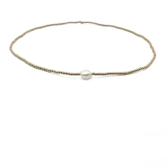 2mm 14k Gold-Filled with Single Baroque Pearl Necklace