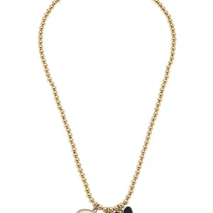 Georgia Bulldogs Ball Bead Charm Necklace in Shiny Gold