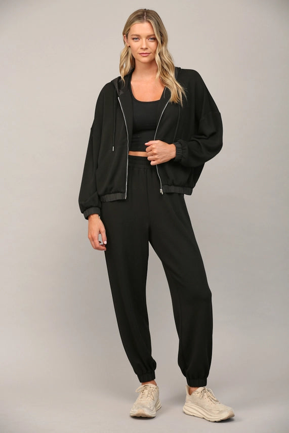 Sunday Morning Modal Jacket & Joggers SET in Black