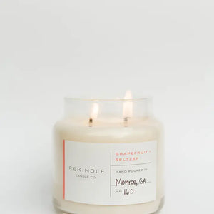 Grapefruit + Seltzer Cotton Wick Soy Candle- 16OZ