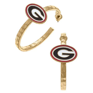 Georgia Bulldogs Enamel Logo Hoop Earrings