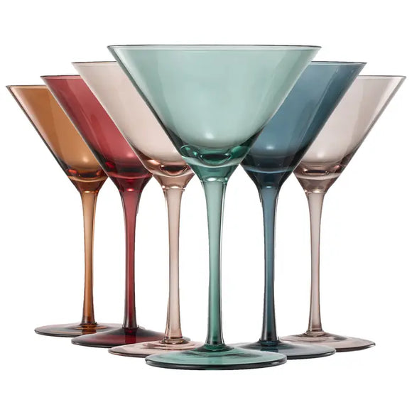 Colored 10oz Maritini Glasses- Set of 6