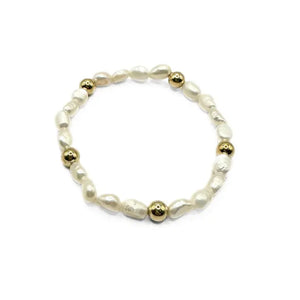 Baroque Patterned Pearl Bracelet with 6mm 14k Gold-Filled Beads