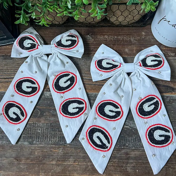 G White Fabric Hair Bow