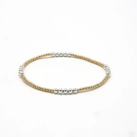 The Hamptons Alloy 2*3 14k Gold-Filled with Sterling Beaded Bracelet
