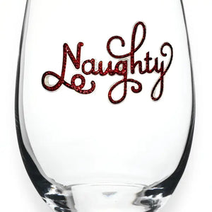 Naughty Jeweled Stemless Wine Glass