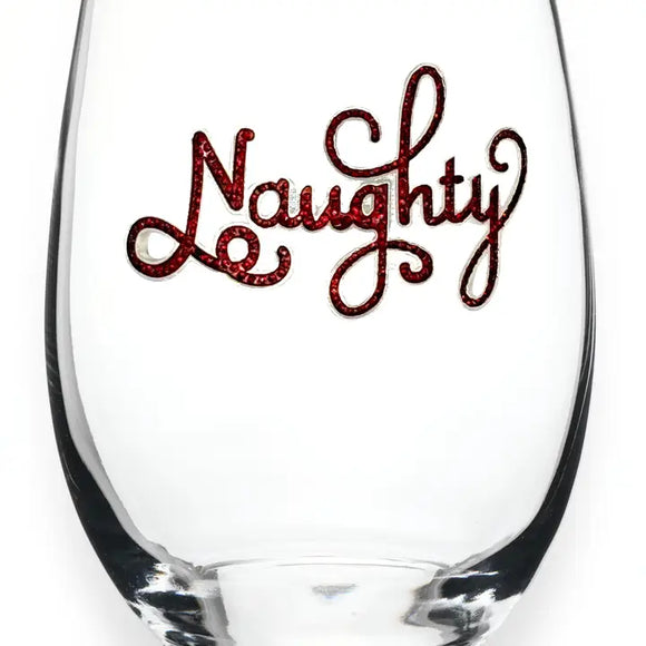 Naughty Jeweled Stemless Wine Glass