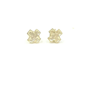 Gold Hammered Cross Stud Earrings