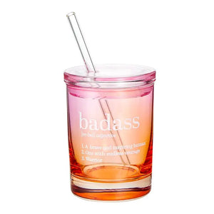 Glass Dof w/ Lid & Straw