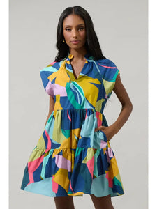 Gia Abstract Janelly Poplin Tiered Mini Dress