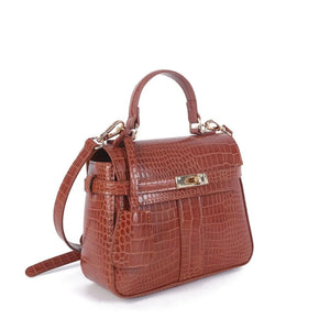 Celine Croc Handbag in Brown