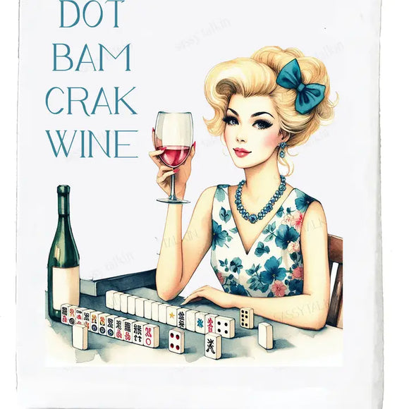 Dot Bam Crak Wine- Tea Towel