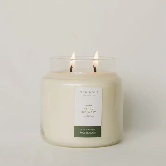 Sage + Rosemary Cotton Wick Soy Candle