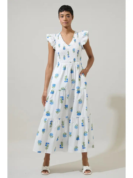 chinese dress ladies Jillian Floral Sunfire Tiered Midi Dress – Macy Gray Boutique