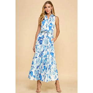 Palm Breeze Dress in Blue