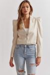 Boss Lady Blazer in Natural Faux Leather