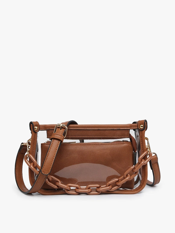 Jessica Clear Crossbody in Dark Brown