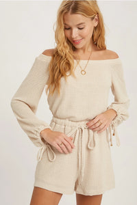 Waffled Romper in Oatmeal