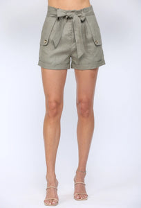 Olivia Paperbag Shorts in Olive